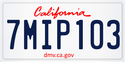 CA license plate 7MIP103