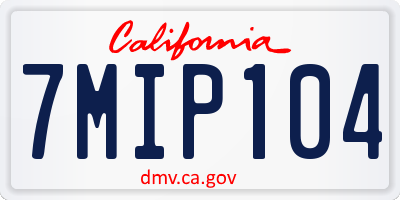 CA license plate 7MIP104