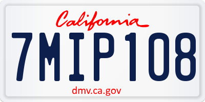 CA license plate 7MIP108