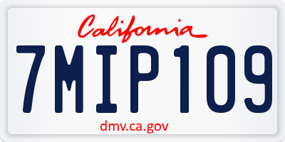CA license plate 7MIP109