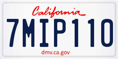 CA license plate 7MIP110