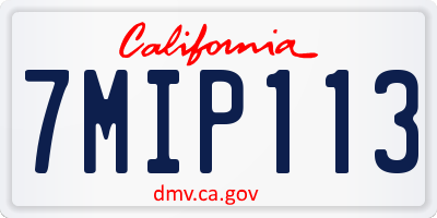 CA license plate 7MIP113