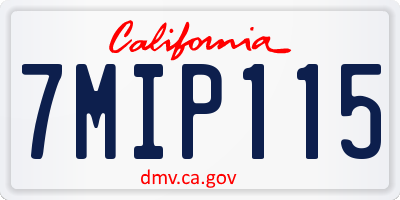 CA license plate 7MIP115