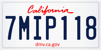 CA license plate 7MIP118