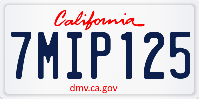 CA license plate 7MIP125