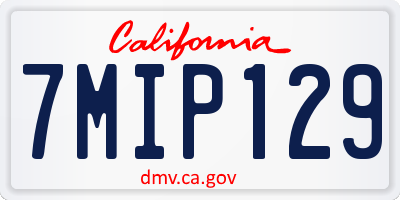 CA license plate 7MIP129