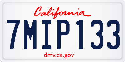CA license plate 7MIP133