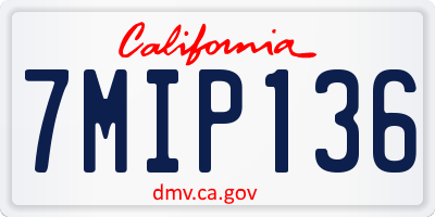 CA license plate 7MIP136