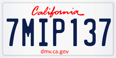 CA license plate 7MIP137