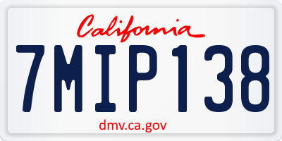 CA license plate 7MIP138