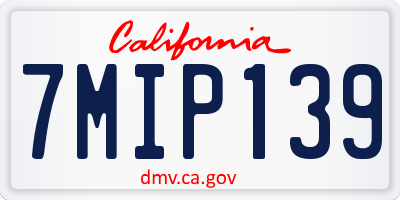 CA license plate 7MIP139
