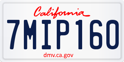 CA license plate 7MIP160