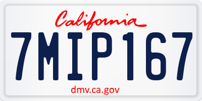CA license plate 7MIP167