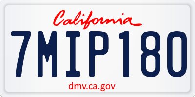 CA license plate 7MIP180