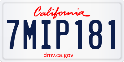 CA license plate 7MIP181