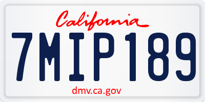CA license plate 7MIP189