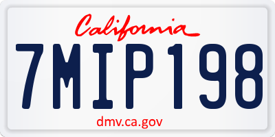 CA license plate 7MIP198