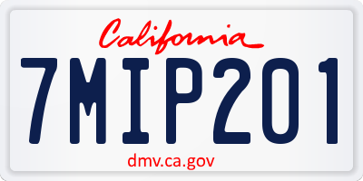 CA license plate 7MIP201