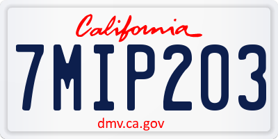 CA license plate 7MIP203