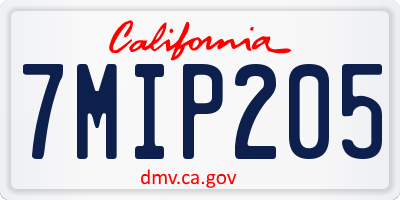 CA license plate 7MIP205