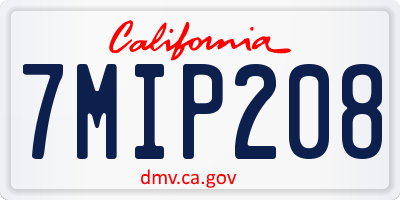 CA license plate 7MIP208