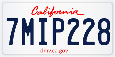 CA license plate 7MIP228