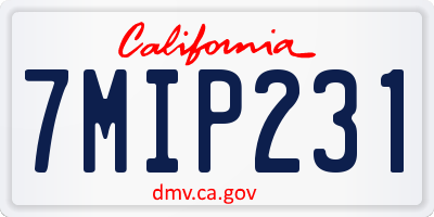 CA license plate 7MIP231