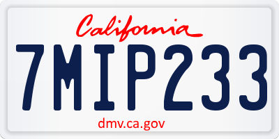 CA license plate 7MIP233