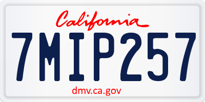 CA license plate 7MIP257