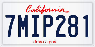 CA license plate 7MIP281
