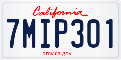 CA license plate 7MIP301
