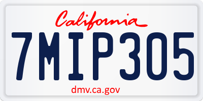 CA license plate 7MIP305