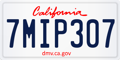 CA license plate 7MIP307