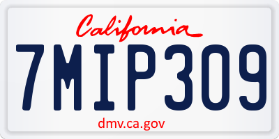 CA license plate 7MIP309