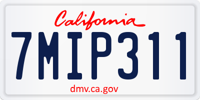 CA license plate 7MIP311