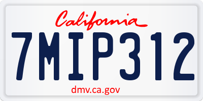 CA license plate 7MIP312