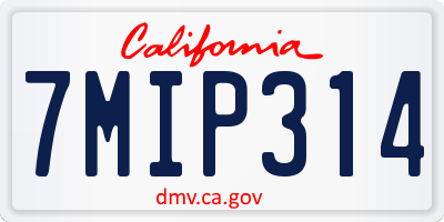 CA license plate 7MIP314