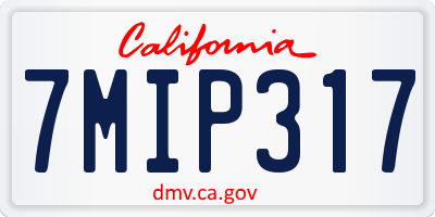 CA license plate 7MIP317