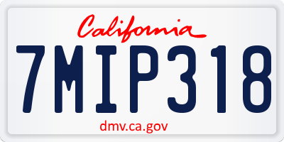 CA license plate 7MIP318