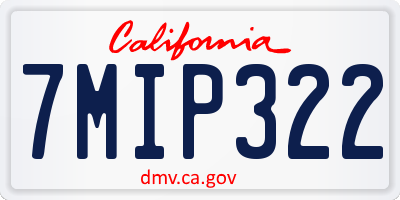 CA license plate 7MIP322