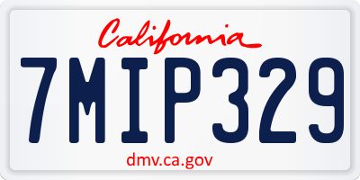 CA license plate 7MIP329