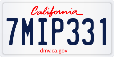 CA license plate 7MIP331