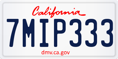 CA license plate 7MIP333