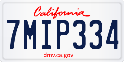 CA license plate 7MIP334