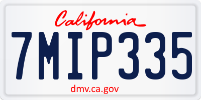 CA license plate 7MIP335