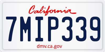 CA license plate 7MIP339