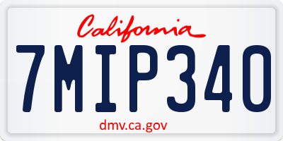 CA license plate 7MIP340