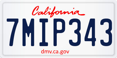 CA license plate 7MIP343