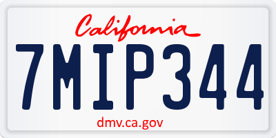 CA license plate 7MIP344