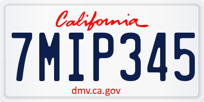 CA license plate 7MIP345
